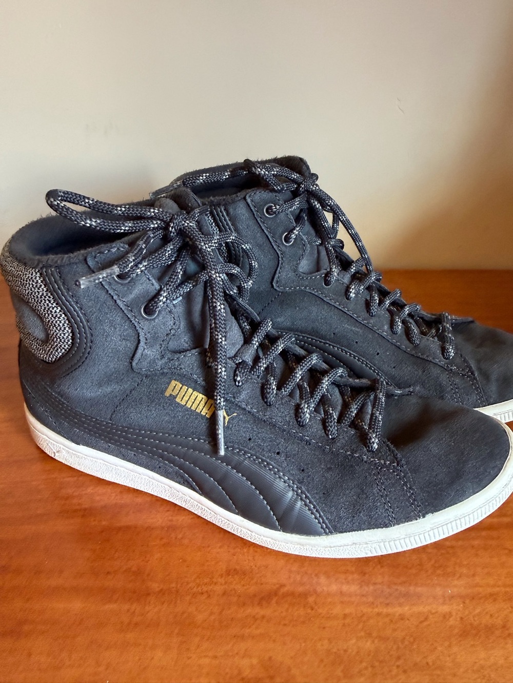 Puma Women’s Grey High-Top Suede Sneakers